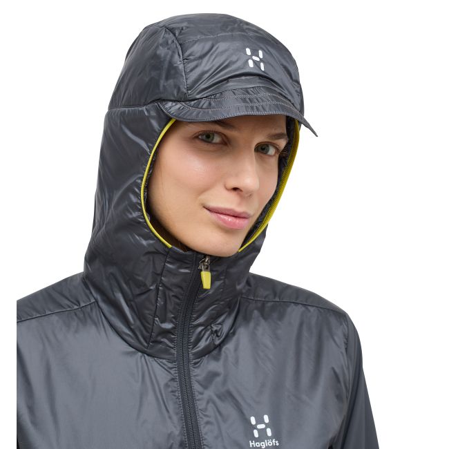 Haglöfs L.I.M Tempo Trail Mimic Hood W – Geacă izolată ușoară de alergare trail - Gri închis Magnetite