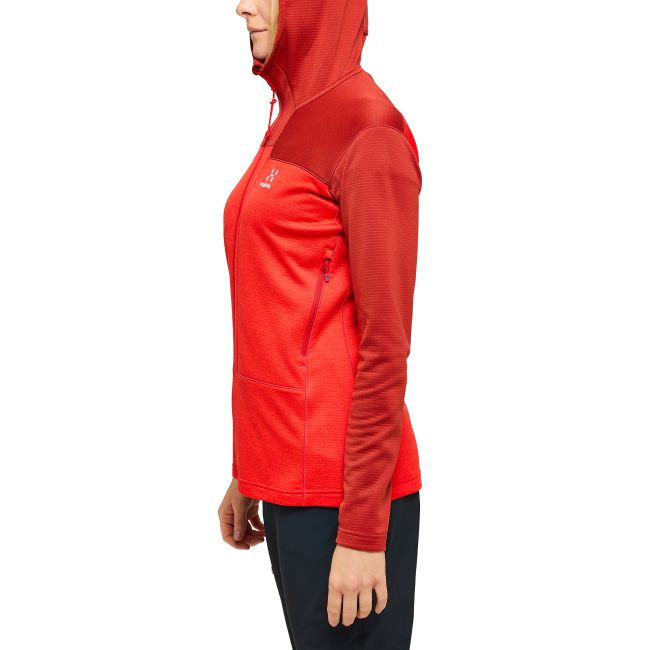 Haglöfs ROC Flash Mid Hood W – Hanorac tehnic de cățărare - Roșu Corrosion/Poppy red