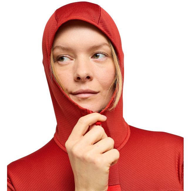 Haglöfs ROC Flash Mid Hood W – Hanorac tehnic de cățărare - Roșu Corrosion/Poppy red