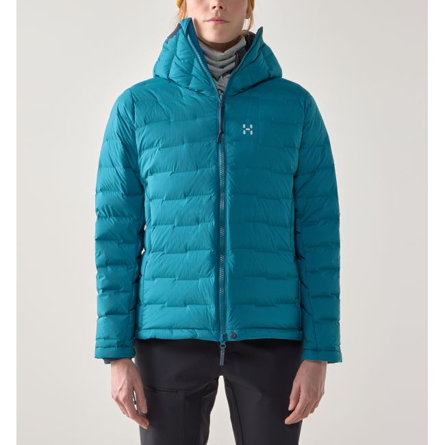 Haglöfs Spitz Down Hood W – Geacă din puf elastică cu glugă - Albastru Deep Teal