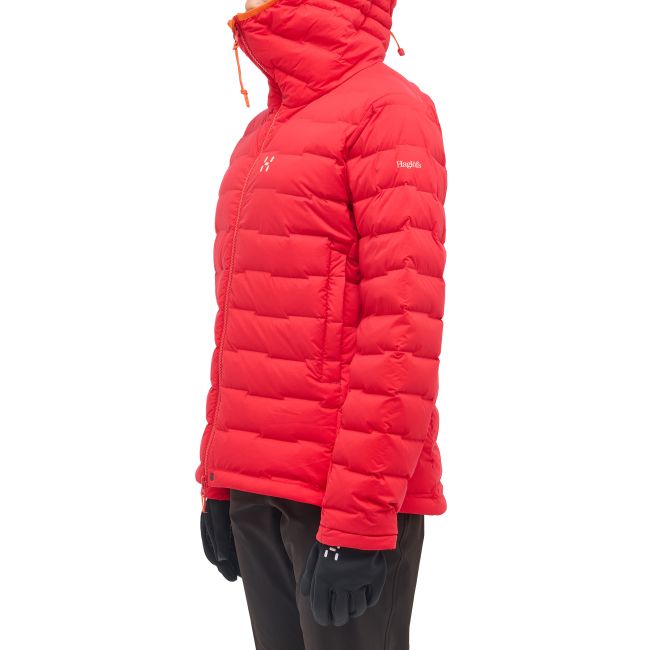Haglöfs Spitz Down Hood W – Geacă din puf elastică cu glugă - Roșu Bright Red
