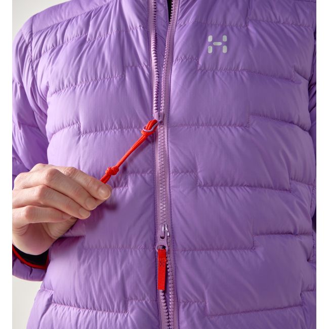 Haglöfs ROC Flash Down Hood W – Geacă tehnică din puf cu glugă - Mov Purple Ice/Tech Red