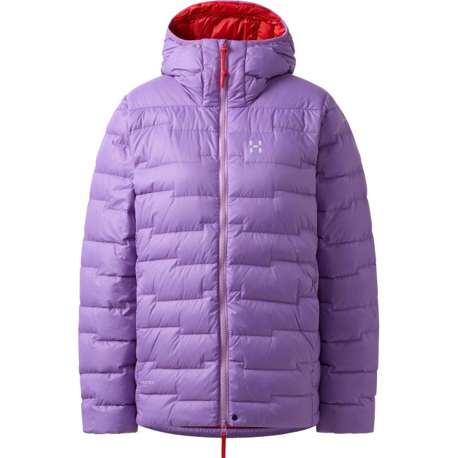 Haglöfs ROC Flash Down Hood W – Geacă tehnică din puf cu glugă - Mov Purple Ice/Tech Red
