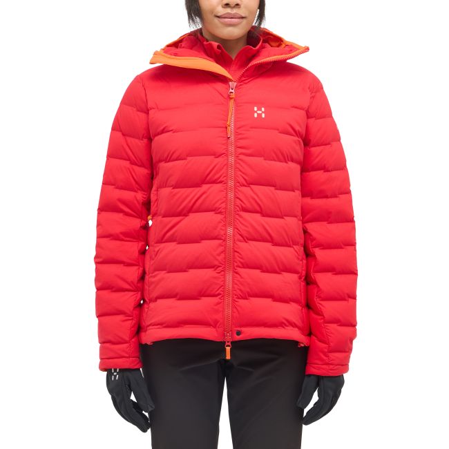 Haglöfs Spitz Down Hood W – Geacă din puf elastică cu glugă - Roșu Bright Red