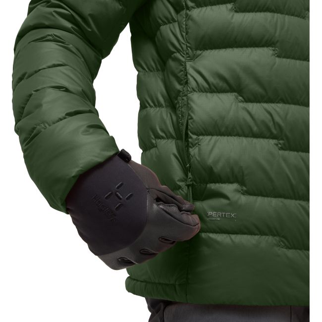 Haglöfs ROC Flash Down Hood – Geacă tehnică din puf cu glugă - Verde Seaweed Green