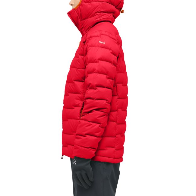 Haglöfs ROC Flash Down Hood W – Geacă tehnică din puf cu glugă - Roșu Bright Red