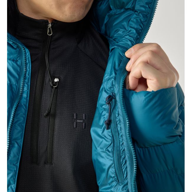 Haglöfs ROC Flash Down Hood – Geacă tehnică din puf cu glugă - Albastru Deep Teal
