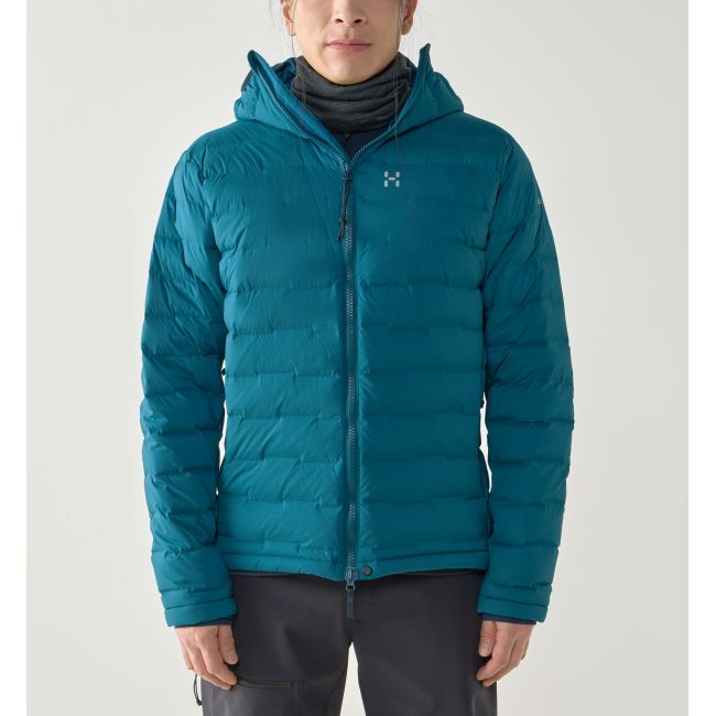 Haglöfs Spitz Down Hood – Geacă din puf elastică cu glugă - Albastru Deep Teal