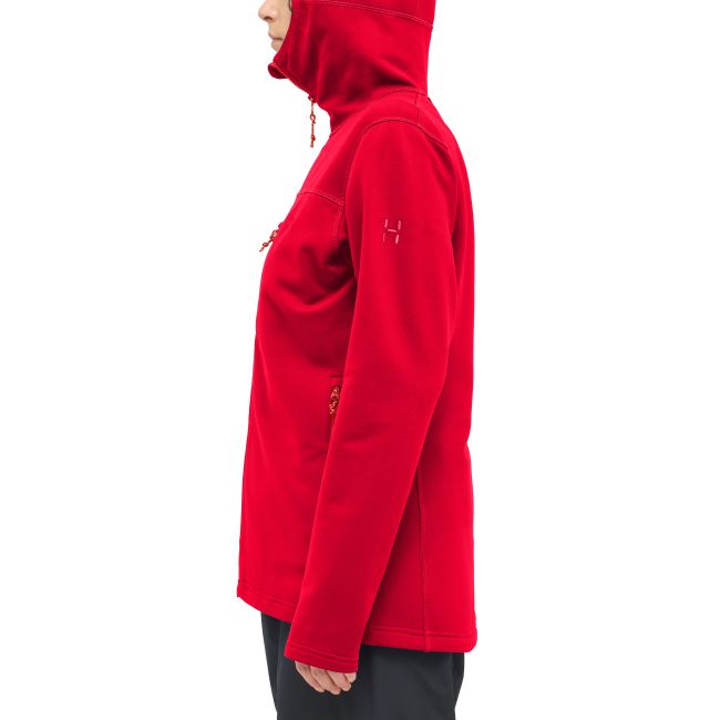 Haglöfs Rosson Mid Hood W – Hanorac strat intermediar - Roșu Bright Red
