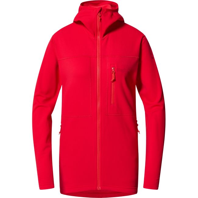 Haglöfs Rosson Mid Hood W – Hanorac strat intermediar - Roșu Bright Red