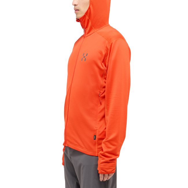 Haglöfs L.I.M Mid Multi Hood – Hanorac strat intermediar - Roșu Habanero