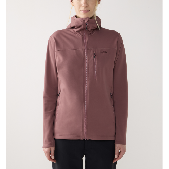 Haglöfs Rosson Mid Hood W – Hanorac strat intermediar - Roz Misty Mauve