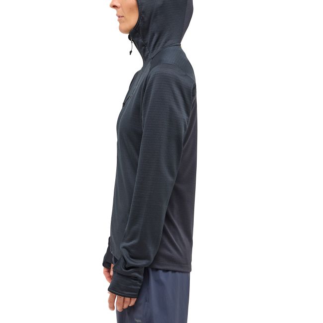 Haglöfs L.I.M Mid Fast II Hood W – Hanorac strat intermediar pentru activități rapide - Negru True Black