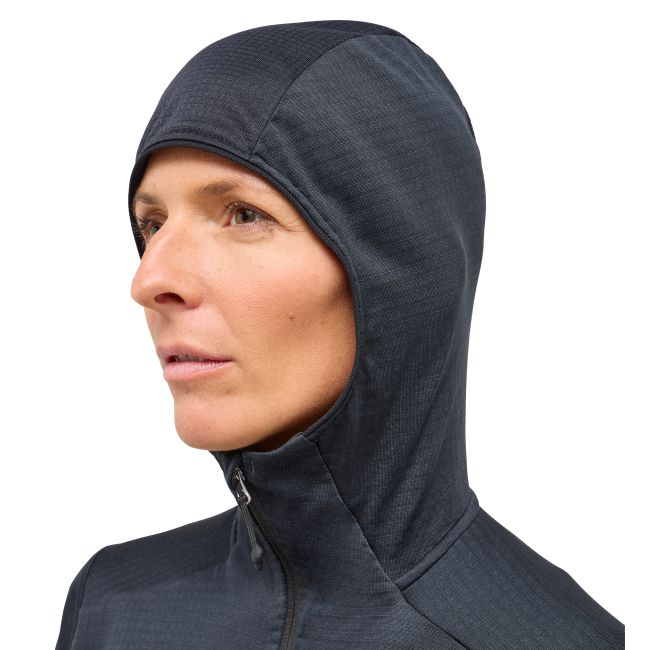 Haglöfs L.I.M Mid Fast II Hood W – Hanorac strat intermediar pentru activități rapide - Negru True Black