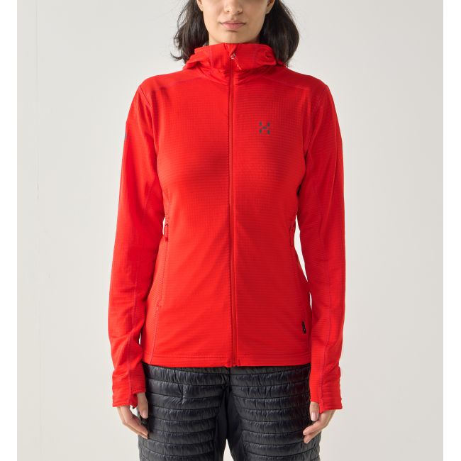 Haglöfs L.I.M Mid Multi Hood W – Hanorac strat intermediar - Roșu Tech Red