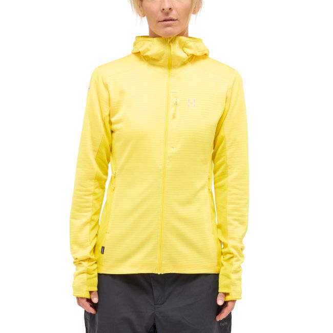Haglöfs L.I.M Mid Fast II Hood W – Hanorac strat intermediar pentru activități rapide - Galben Tech Yellow