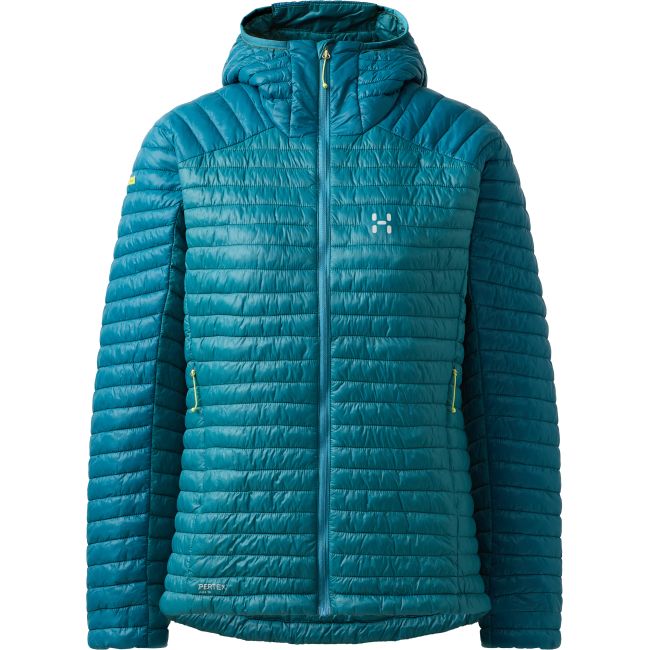 Haglöfs L.I.M Mimic II Hood W – Geacă izolată ultraușoară Mimic cu glugă - Albastru Mountain Teal/Deep Teal