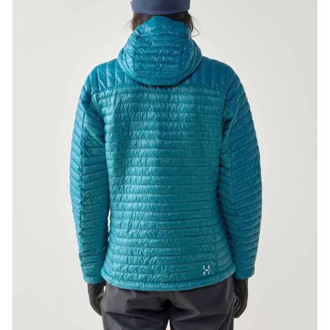 Haglöfs L.I.M Mimic II Hood W – Geacă izolată ultraușoară Mimic cu glugă - Albastru Mountain Teal/Deep Teal