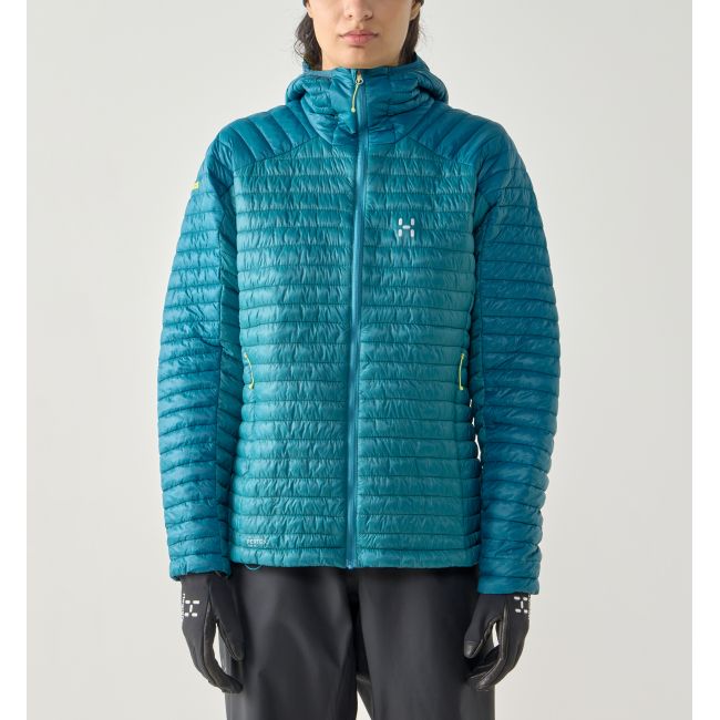 Haglöfs L.I.M Mimic II Hood W – Geacă izolată ultraușoară Mimic cu glugă - Albastru Mountain Teal/Deep Teal