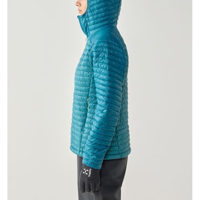 Haglöfs L.I.M Mimic II Hood W – Geacă izolată ultraușoară Mimic cu glugă - Albastru Mountain Teal/Deep Teal
