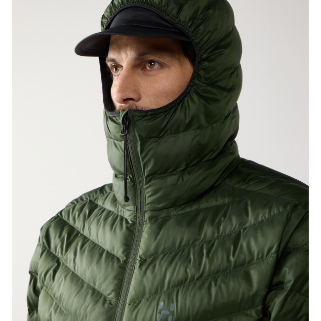 Haglöfs Särna Mimic II Hood – Geacă izolată Mimic Gold cu glugă - Verde închis Seaweed Green