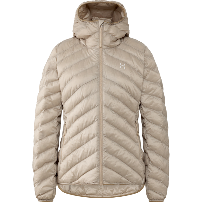 Haglöfs Särna Mimic II Hood W – Geacă izolată Mimic Gold cu glugă - Bej Chalk Beige