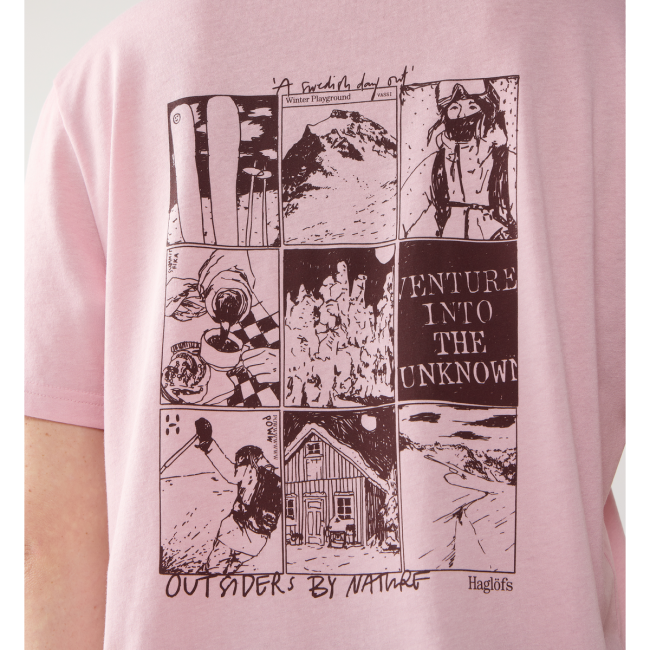 Haglöfs Outsiders Graphic Tee W – Tricou cu imprimeu - Roz Dusty Rose