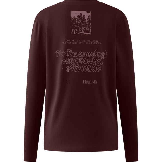 Haglöfs LS Tee W – Bluză din bumbac organic - Maro Maroon Trail