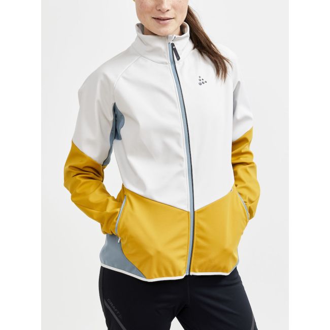 Craft Glide Jacket W – Geacă softshell de schi fond - Gri deschis cu galben