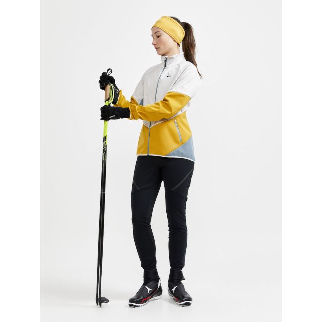 Craft Glide Jacket W – Geacă softshell de schi fond - Gri deschis cu galben