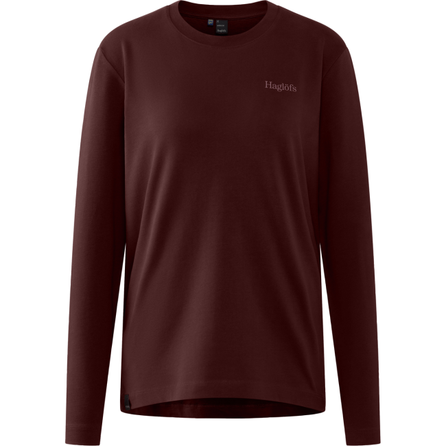 Haglöfs LS Tee W – Bluză din bumbac organic - Maro Maroon Trail