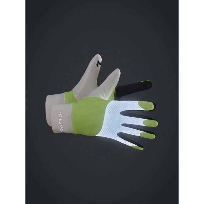 Craft ADV Lumen Fleece Glove – Mănuși de alergare fleece reflectorizante - Alb