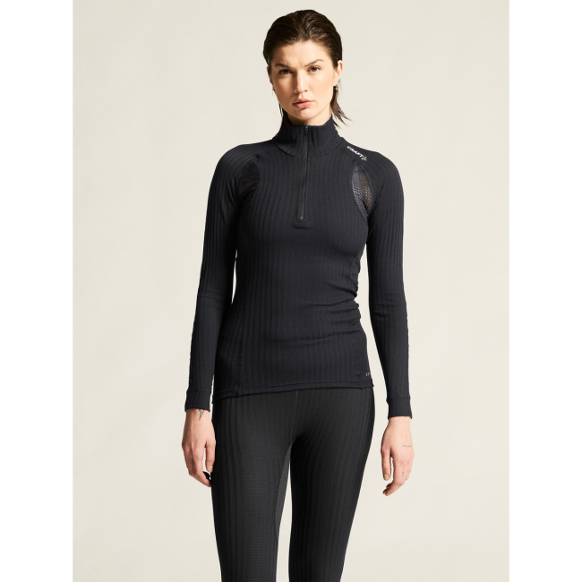 Craft Active Extreme X Zip LS W – Bluză strat de bază cu fermoar scurt - Negru