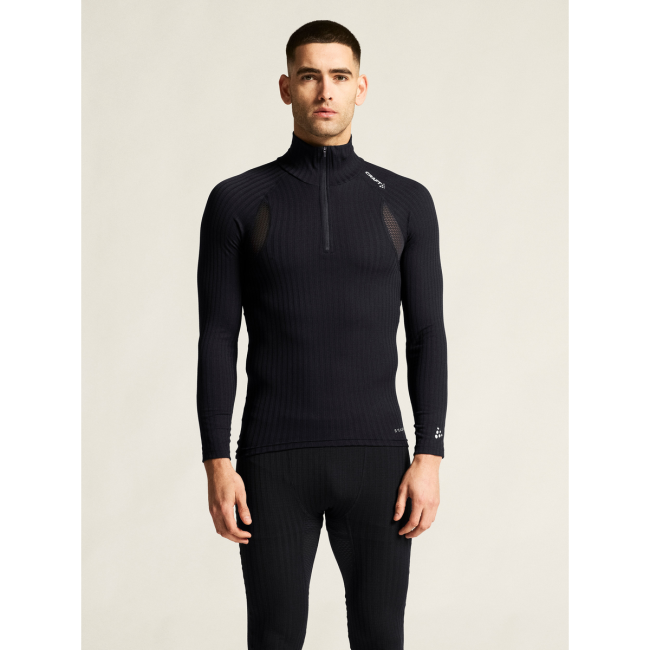 Craft Active Extreme X Zip LS – Bluză strat de bază cu fermoar scurt - Negru