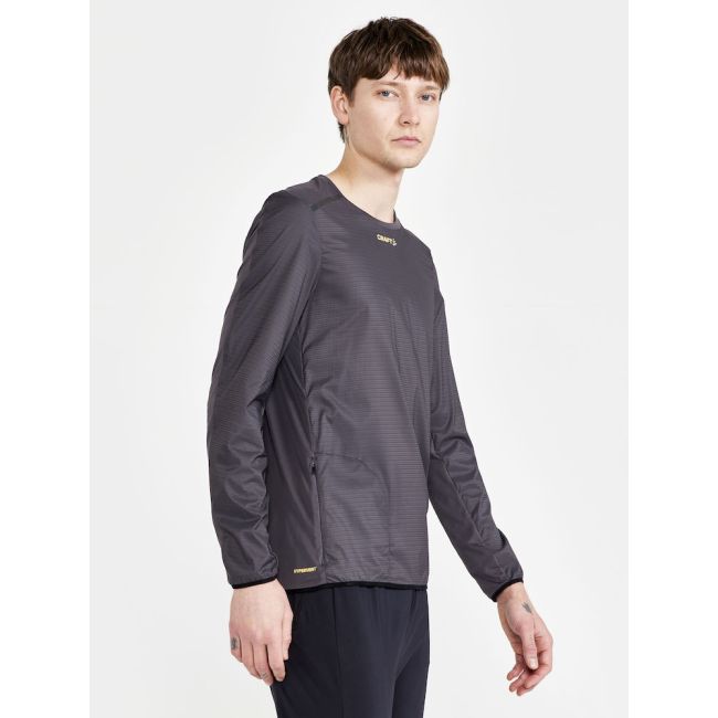 Craft PRO Hypervent LS Wind Top – Bluză de alergare ultraușoară anti-vânt - Gri închis