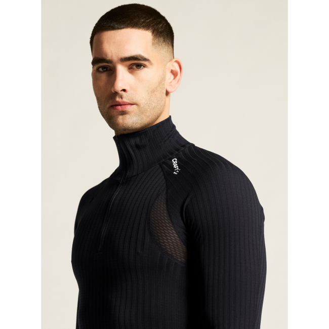 Craft Active Extreme X Zip LS – Bluză strat de bază cu fermoar scurt - Negru