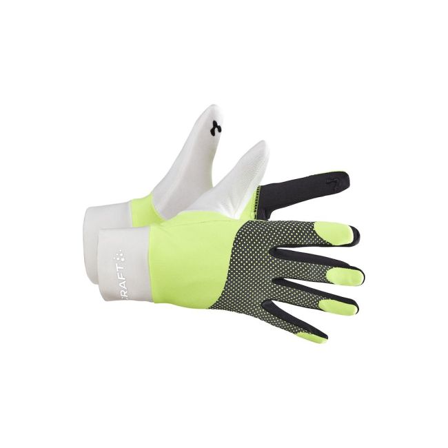 Craft ADV Lumen Fleece Glove – Mănuși de alergare fleece reflectorizante - Alb