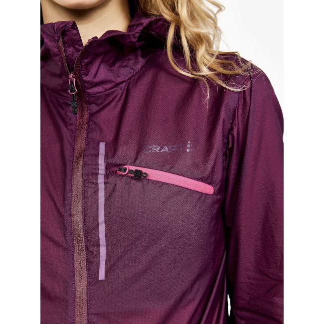 Craft ADV Offroad Wind Jacket W – Geacă de vânt de ciclism cu glugă - Mov cu galben