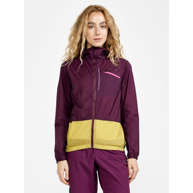 Craft ADV Offroad Wind Jacket W – Geacă de vânt de ciclism cu glugă - Mov cu galben