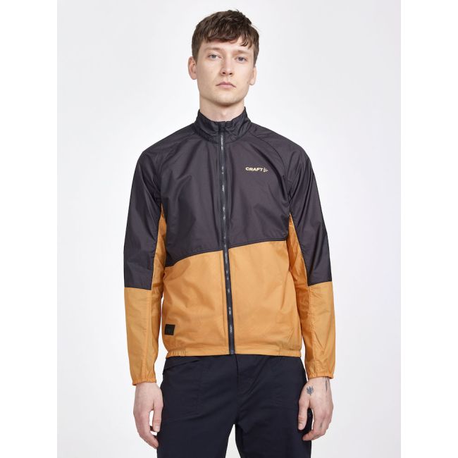 Craft ADV Offroad Wind Jacket – Geacă de vânt de ciclism cu glugă - Gri închis cu portocaliu