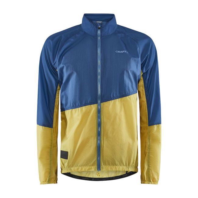 Craft ADV Offroad Wind Jacket – Geacă de vânt de ciclism cu glugă - Albastru cu galben