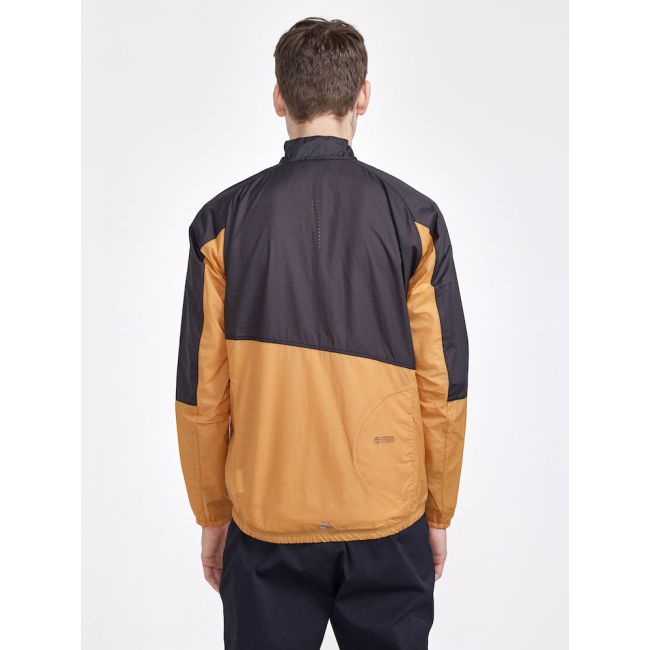 Craft ADV Offroad Wind Jacket – Geacă de vânt de ciclism cu glugă - Gri închis cu portocaliu
