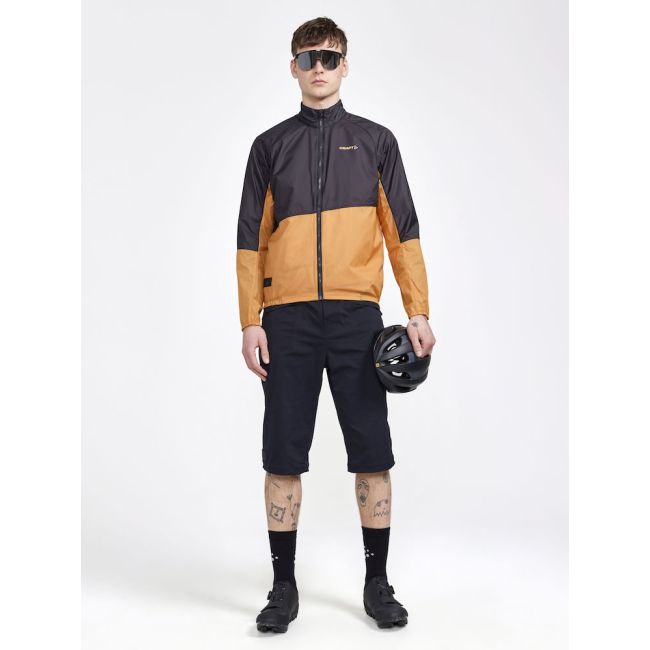 Craft ADV Offroad Wind Jacket – Geacă de vânt de ciclism cu glugă - Gri închis cu portocaliu