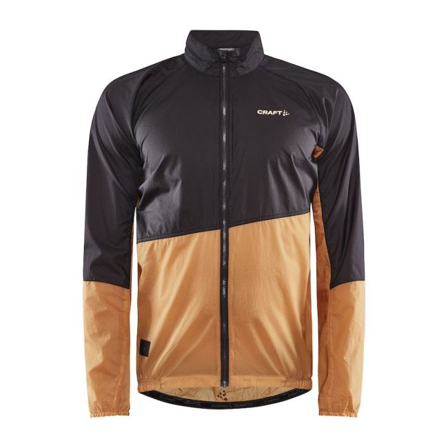 Craft ADV Offroad Wind Jacket – Geacă de vânt de ciclism cu glugă - Gri închis cu portocaliu