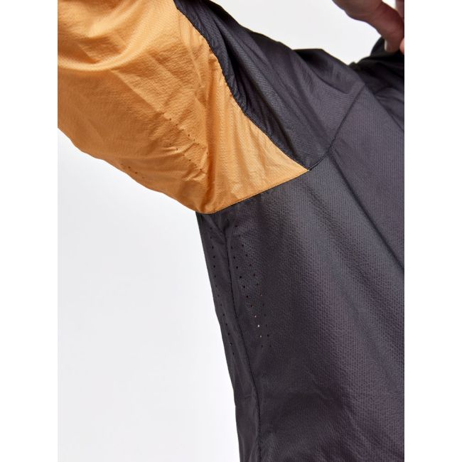 Craft ADV Offroad Wind Jacket – Geacă de vânt de ciclism cu glugă - Gri închis cu portocaliu