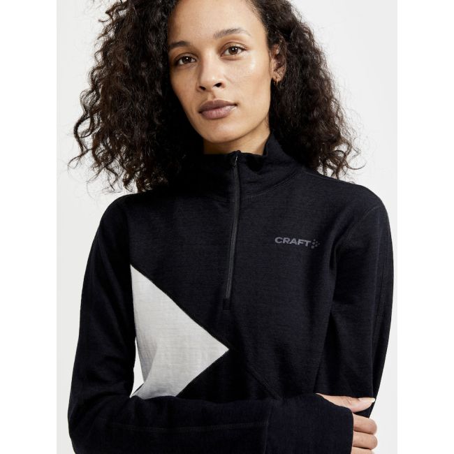 Craft ADV Nordic Wool HZ W – Bluză cu merinos și fermoar scurt - Negru