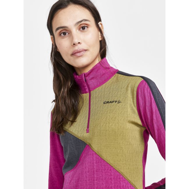 Craft ADV Nordic Wool HZ W – Bluză cu merinos și fermoar scurt - Roz
