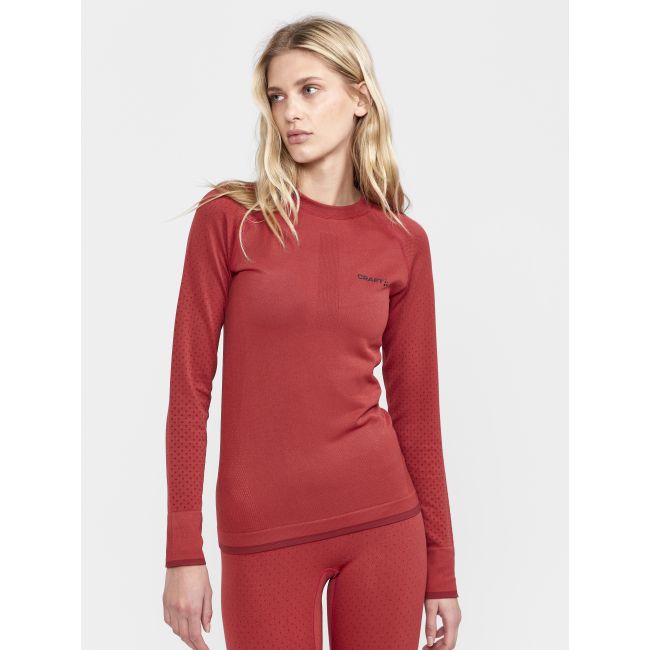 Craft ADV Warm Intensity LS W – Bluză strat de bază caldă - Roșu (421447)