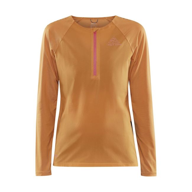 Craft PRO Trail Wind LS Tee W – Bluză de alergare trail anti-vânt - Portocaliu