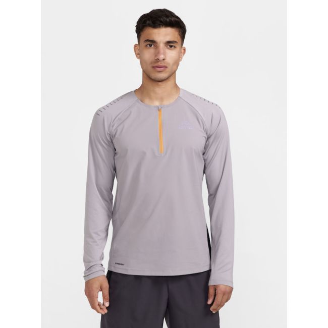 Craft PRO Trail Wind LS Tee – Bluză de alergare trail anti-vânt - Gri